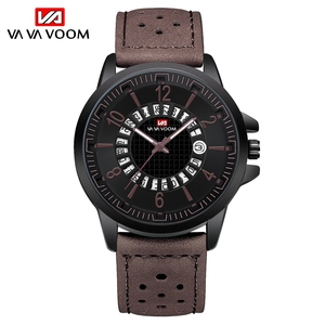 Montre à quartz pour homme avec cadran à roue de calendrier, bracelet en cuir, montre-bracelet de mode pour affaires, étanche et lumineuse - Product Image 4
