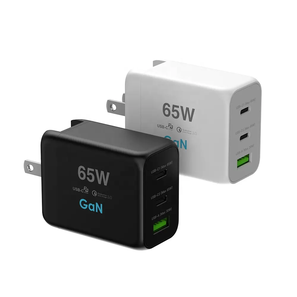 New Trend GaN 65W PD Wall Charger 3 Ports Tablet Laptop Charger For iPhone Samsung Mobile Phone