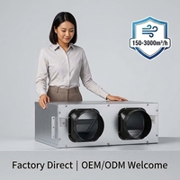 Ventilador de Recuperación de Calor HRV con Recuperación de Energía y Aire Fresco para Sistemas, Flujo de Aire Máximo de 3000 M/h, OEM/ODM