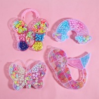 Kits de Bijoux DIY en Plastique Non Toxique pour Enfants en Gros - Boîte de Rangement Artisanale de Perles Animaux de Dessin Animé (Papillon/Unicorn/Lapin) pour la Création Fine