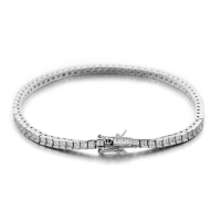 Bijoux de haute qualité en laiton blanc 2mm coupe 14K or zircon cubique Bracelet de tennis pour les femmes
