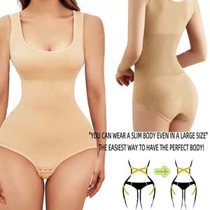 Women's Seamless Knitted Medium Control <b>Bodysuit</b> Butt Lifter Breathable Nylon <b>Shapewear</b> Adults Button Sports Use Handwash - Product Image 3