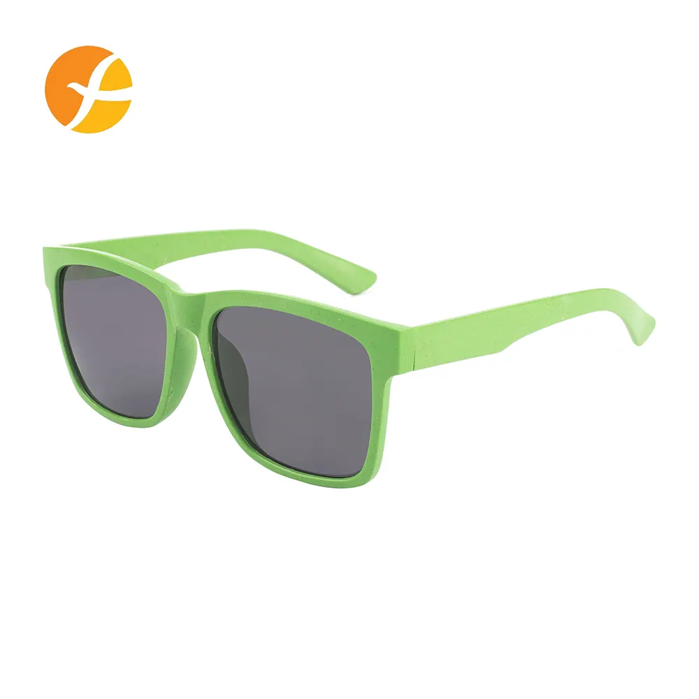 Óculos de sol quadrados biodegradáveis, óculos de sol quadrados de fibra de trigo, personalizado, eco-amigável, para adultos