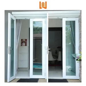 WANJIA High Quality House Exterior PVC Waterproof Casement Vinyl Glass Doors