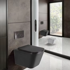 Thiết bị vệ sinh một mảnh dual-tuôn ra hiện đại gốm trở lại tường nhà vệ sinh với P-trap không có bể ngồi Pan - Product Image 1