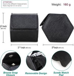 Étui de voyage pour montre en <span class=keywords><strong>cuir</strong></span> Saffiano, étui en <span class=keywords><strong>cuir</strong></span> pour 1 montre et bracelets précieux (noir) - Product Image 2