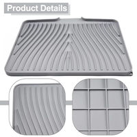 Tapis de séchage et d'égouttage pliable multifonctionnel en silicone de qualité alimentaire pour cuisine, avec étagère et bac à savon intégré