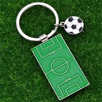 Fabricant Usine Logo Personnalisé Sport Terrain de Football Émail Doux Porte-clés Pendentif Métal Argenté Porte-clés Pendentif Voiture Porte-clés