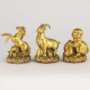 Juego Completo de Adornos de los Doce Signos del Zodiaco con Base de Cobre para el Hogar u Oficina - Artesanías de Buey, Tigre, Dragón, Serpiente, Gallina, Perro, Oveja, Conejo, Rata - Product Image 4