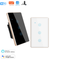 Interrupteur mural tactile intelligent WiFi avec télécommande, en verre trempé durable, compatible avec les systèmes de maison intelligente US/AU