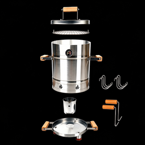 Ahumador de Tambor de Acero Inoxidable, Parrilla de Carbón para Barbacoa, Ahumador de <span class=keywords><strong>Barril</strong></span> para Barbacoa al Aire Libre - Product Image 2
