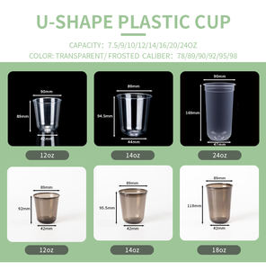 Gobelets en <span class=keywords><strong>plastique</strong></span> PET transparents en forme de U de 90 mm, jetables, personnalisés, avec couvercles, logo imprimé, pour les magasins de boissons et de café, disponibles en 10/12/14/16/18/20/24 oz - Product Image 6