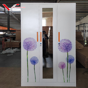 Armoire en acier bon marché pour chambre à coucher <span class=keywords><strong>avec</strong></span> <span class=keywords><strong>serrure</strong></span> et clé, casier métallique imprimé - Product Image 4