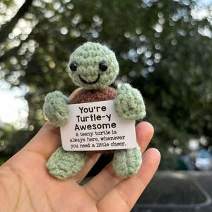 Crochet Creative Doll Positive Energy Quotes Little Turtle Funny Cute Animal Pendant <b>Desk</b> Desktop <b>Ornaments</b> - Product Image 5