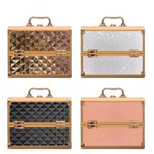 Nouvelle Trousse de Maquillage en Alliage d'Aluminium Or Rose avec Miroir, Organisateur Multi-niveaux, Grande Valise Cosmétique <span class=keywords><strong>pour</strong></span> Ongles et Extensions de Cils - Product Image 3