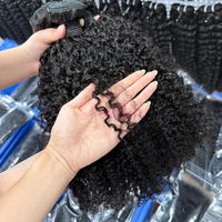 Extensiones de Cabello Humano 100% Sin Procesar de Alta Calidad, Textura Afro Rizada, Sin Costuras, en Oferta