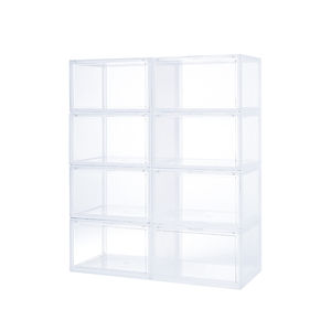 Boîte à chaussures pliable de luxe en plastique transparent magnétique, empilable et personnalisable, avec ouverture frontale durable pour rangement de baskets - Modèle PW IMode - Product Image 1