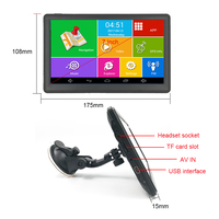 Navigation GPS pour voiture Android WiFi 7 pouces, RAM 1 Go + RAM 16 Go, navigateur de véhicule, carte d'Amérique, d'Amérique du Sud, des États-Unis et d'Europe, mise à jour gratuite
