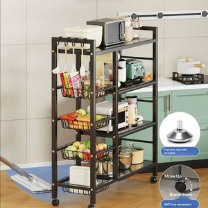 Nouvelle étagère de cuisine en métal, debout, mobile, non pliable, à quatre niveaux, multifonctionnelle, pour <span class=keywords><strong>four</strong></span> à micro-ondes, simple et moderne - Product Image 3