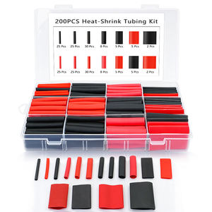 200 pièces <span class=keywords><strong>3</strong></span>:1 rapport de rétrécissement bricolage adhésif doublé gaine thermorétractable Kit d'emballage étanche <span class=keywords><strong>noir</strong></span> rouge isolation de câble électrique - Product Image 1