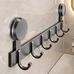 Suction Cup <b>Hook</b> Rack With 5 <b>Hooks</b> Wall Mounted Heavy Duty For Bathroom <b>Kitchen</b> Entryway Storage - Product Image 1