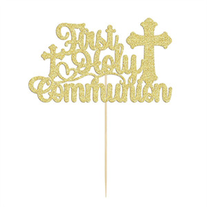 12 pièces papier gâteau Topper première sainte <span class=keywords><strong>Communion</strong></span> gâteau bâtons gâteau pics <span class=keywords><strong>pour</strong></span> baptême baptême fête décor - Product Image 2
