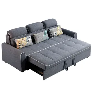 Kéo ra giường sofa với tựa lưng có thể điều chỉnh giường sofa gấp với cánh tay và hai gối giường khách