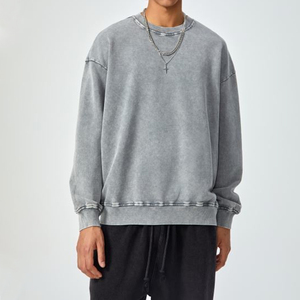 Sudadera de Manga Larga para Hombre, 100% Algodón, Corte Holgado, Estilo Urbano, Casual, Transpirable, Ecológica, Personalizable para Primavera - Product Image 1