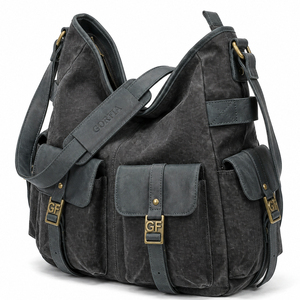 Bolso Bandolera de Lona para Hombre, Gran Capacidad, Múltiples Bolsillos, Cierre de Hebilla, para Uso Diario - Product Image 2