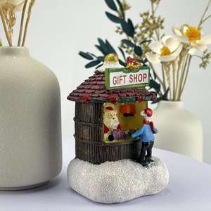 Adorno de mesa de resina con borde cruzado LED de alta calidad hecho a mano pequeña cabaña de Navidad Color luminoso Bola de árbol de vacaciones estilo encantador - Product Image 5