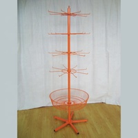 Présentoir Spinner de plancher personnalisé avec crochets de base de jambe et panier présentoir rotatif, présentoir de rack métallique, présentoir de support pop en métal