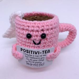 Poupée Positive Cup, jouet motivant, amigurumi fait main, décoration de bureau mignonne, <span class=keywords><strong>cadeau</strong></span> pour adultes, poupée en crochet positive - Product Image 3