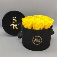 Boîtes cylindriques fantaisie fleuriste rond boîtes noires Bouquet de fleurs cadeau boîte d'emballage de fleurs rondes