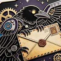 Broche personnalisée Steampunk Corbeau Émail, Épingle de revers, Badge pour costume, blazer, cadeau
