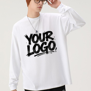 260g Pure Cotton Crew Neck <b>Long</b> Sleeved T-shirt Blank Soft <b>Tshirts</b> Personalized Customized Wholesale Simple T shirt for Unisex - Product Image 1