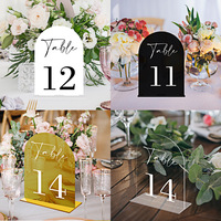 Ychon personnalisé en forme d'arc miroir acrylique numéro de Table avec Base fête de mariage Metting acrylique Table numéros titulaire signe