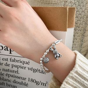 S925 Sterling <b>Silver</b> Cartoon Rabbit <b>Bead</b> Bracelet Women's Jewelry Everyday Wear 925 <b>Silver</b> Fine Beaded Bracelets - Product Image 4