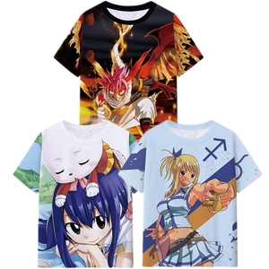 18 diseños <span class=keywords><strong>Fairy</strong></span> <span class=keywords><strong>Tail</strong></span> <span class=keywords><strong>Natsu</strong></span> Lucy Erza Material de seda de leche gris camiseta de mujer Anime camisas de hombre para niños - Product Image 1