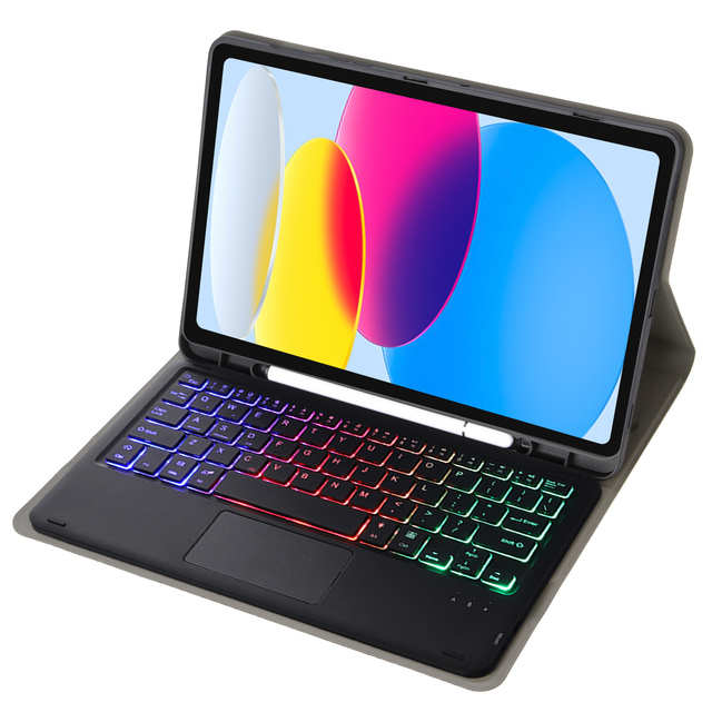 Leather Backlit Keyboard Case for iPad 10th Gen 10.9 2022 with Touchpad