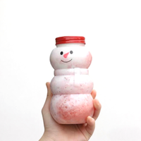 Botol Minuman Plastik PET Kosong 500ml Food Grade Bentuk Manusia Salju, Tutup Sekrup, untuk Kemasan Kopi, Susu, Air, Permen