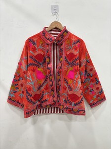 Indian Suzani Embroidery <b>Velvet</b> <b>Jacket</b> Suzani Boho Coat Unisex Spring <b>Jacket</b> Ethnic Luxury Outerwear for Stylish <b>Women</b> - Product Image 1