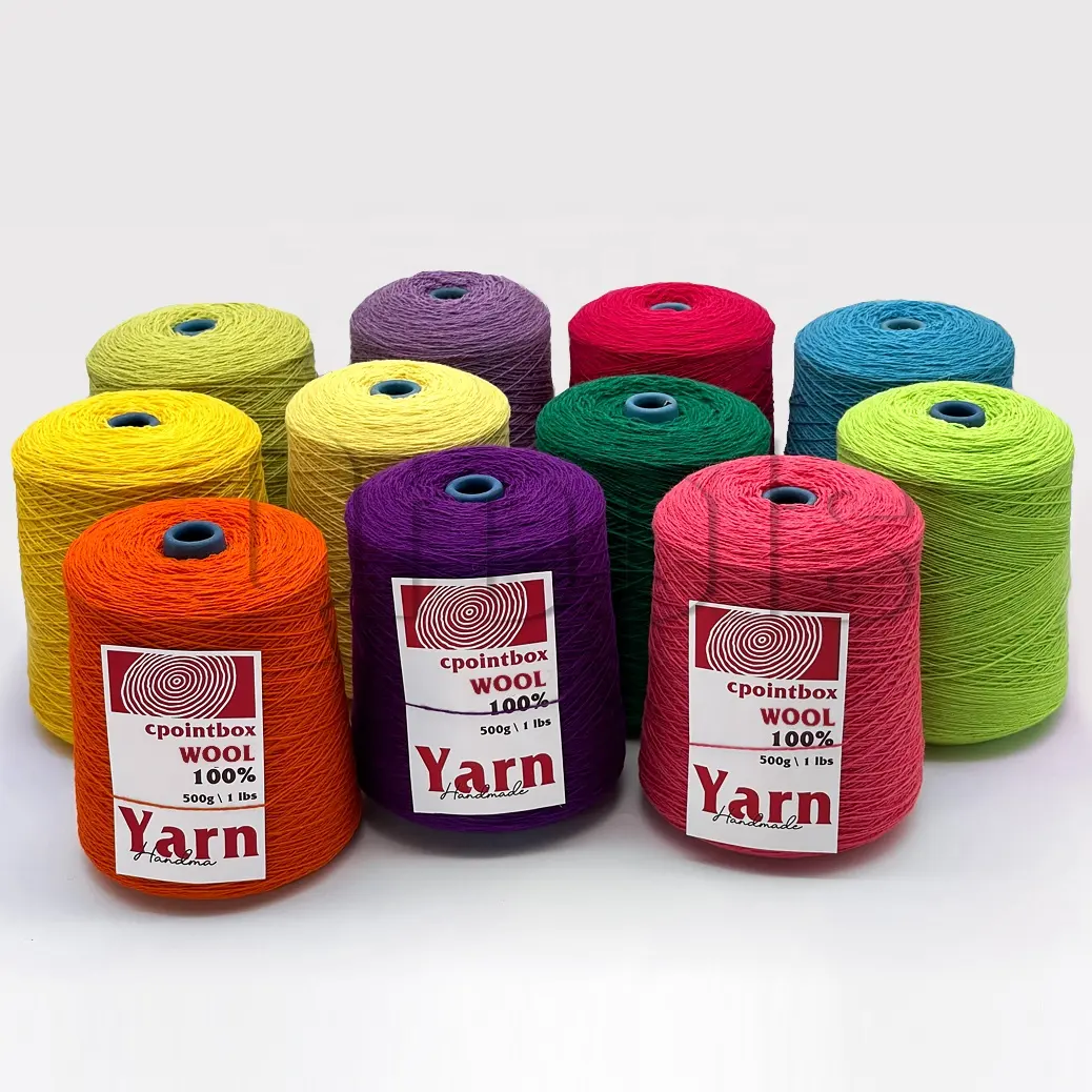 Шерстяная пряжа Tufting, низкий минимальный объем заказа для пистолета Tufting, в наличии, 500 г, большой толщины, 100% новозеландская шерстяная пряжа с конусом для коврика