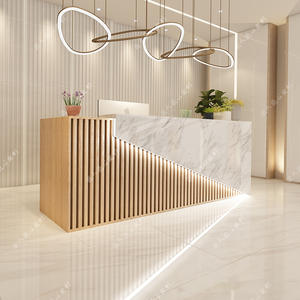 Scrivania Reception Minimalista in Legno Massello per Ufficio Aziendale Cassa in Marmo/Ardesia Bancone per Barbiere/Salone di Parrucchieri <span class=keywords><strong>Design</strong></span> per Negozi - Product Image 3