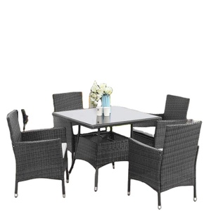 Ensemble de mobilier de jardin 10 places cadre en aluminium avec table à manger carrée en verre rotin et fauteuil ensemble canapé et salle à manger pour l'extérieur FIT - Product Image 1