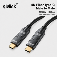 Câble Fibre Optique USB-C vers USB-C Qiulink 4K 60Hz 10 Gbit/s pour Synchronisation de Données et Charge PD60W pour Disque Dur Externe et Tablette