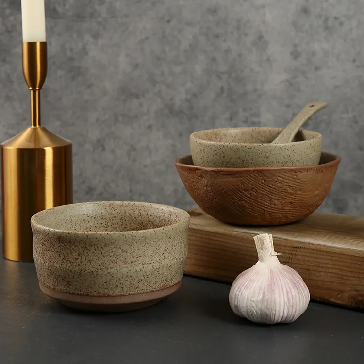 Tigela de pedra coreana para cozinha, utensílios de mesa redondos com espinhos, ramen, sopa e macarrão, tigela de cerâmica para servir, atacado