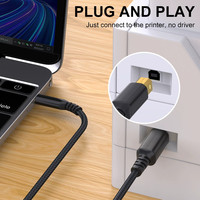 Accessoires électroniques, câble de charge rapide type C vers USB B, nylon tressé, plug and play, pour imprimantes/scanners/copieurs Lexmark