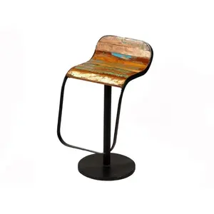 เก้าอี้สตูลบาร์ไม้รีเคลม,เฟอร์นิเจอร์อินเดียปรับได้สไตล์วินเทจเก้าอี้สตูลบาร์เหล็กยึดได้ทำจากไม้