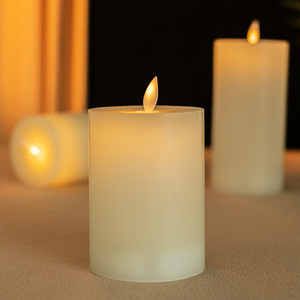 Ensemble <span class=keywords><strong>de</strong></span> 3 bougies LED sans flamme à piles, en cire véritable, effet 3D, avec télécommande et minuterie, pour <span class=keywords><strong>la</strong></span> décoration <span class=keywords><strong>de</strong></span> <span class=keywords><strong>la</strong></span> maison et des fêtes - Product Image 3