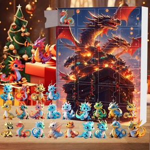 Calendrier de l'Avent Dragon Fantasy 24 Jours, Mini Figurines de Dragon Colorées, Boîte Mystère, Compte à Rebours de Noël, Jouet Cadeau - Product Image 1